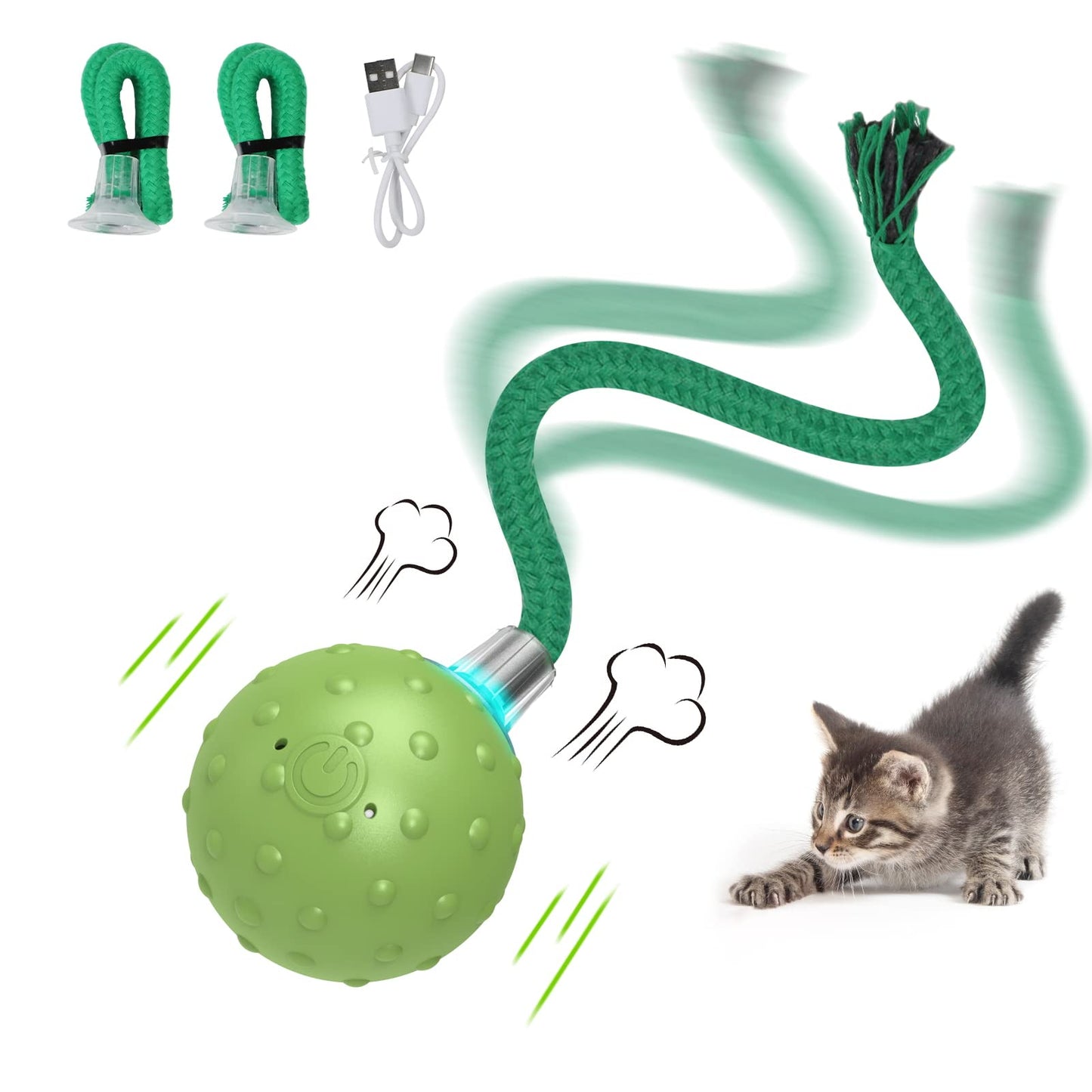 Interactive Cat Toy Rolling Ball with Long Tail