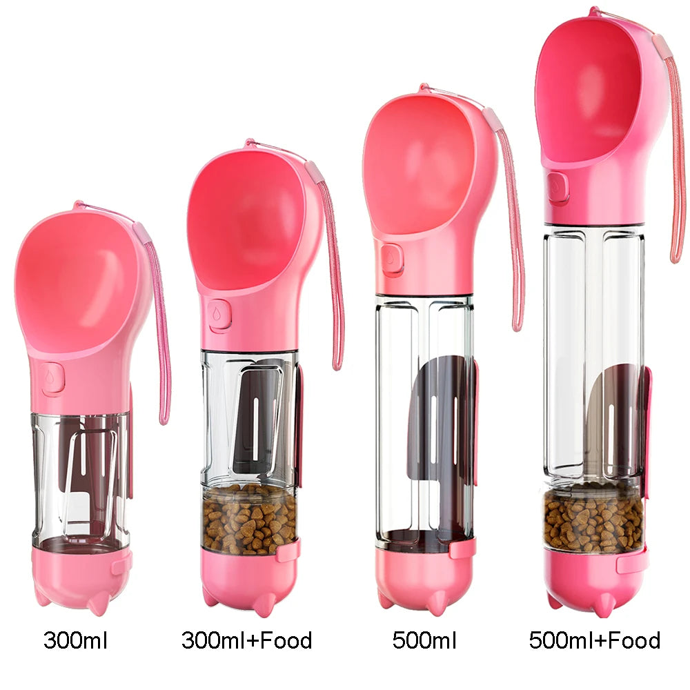 Pet Dog Travel Water Bottle With Food Feeder