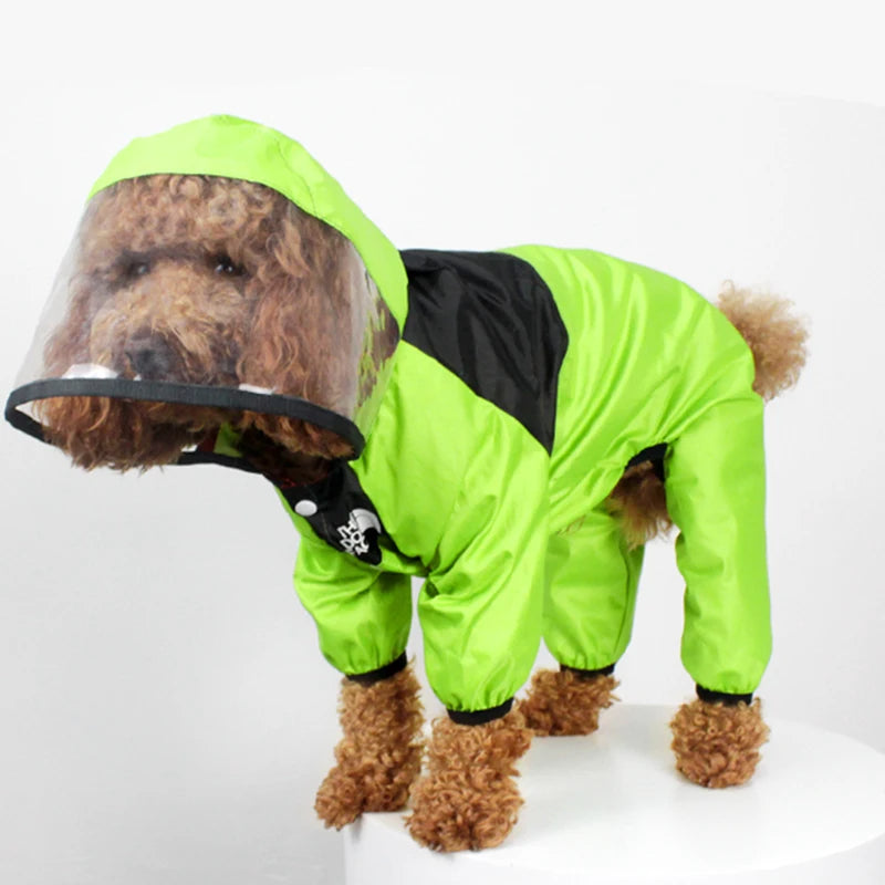 Waterproof Pet Dog Raincoat with Transparent Hooded Jumpsuit