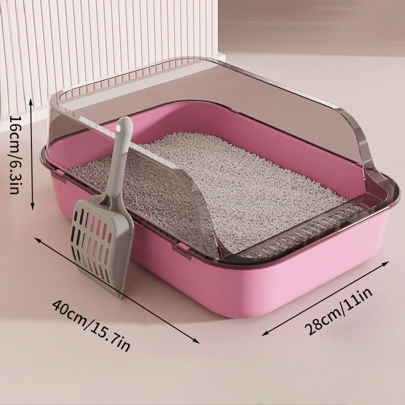 Large Capacity Cat Litter Box Kitty Toilet Sandbox Splashproof Cat Tray