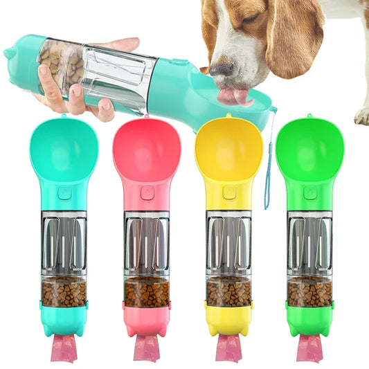 Pet Dog Travel Water Bottle With Food Feeder